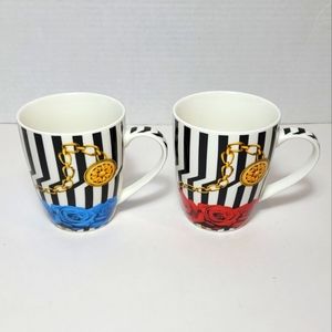 Avant Garde Set of Two Vintage Porcelain Mugs Pop Art Like New